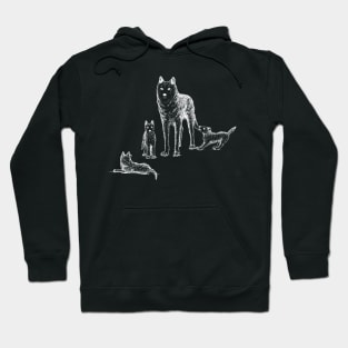 Mother Wolf with Pups (White) Hoodie